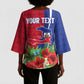 Personalized Afro-Haitians Tropical Kimono Sleeve Blouse Fleur-De-Lis Veves Motif - African Pride