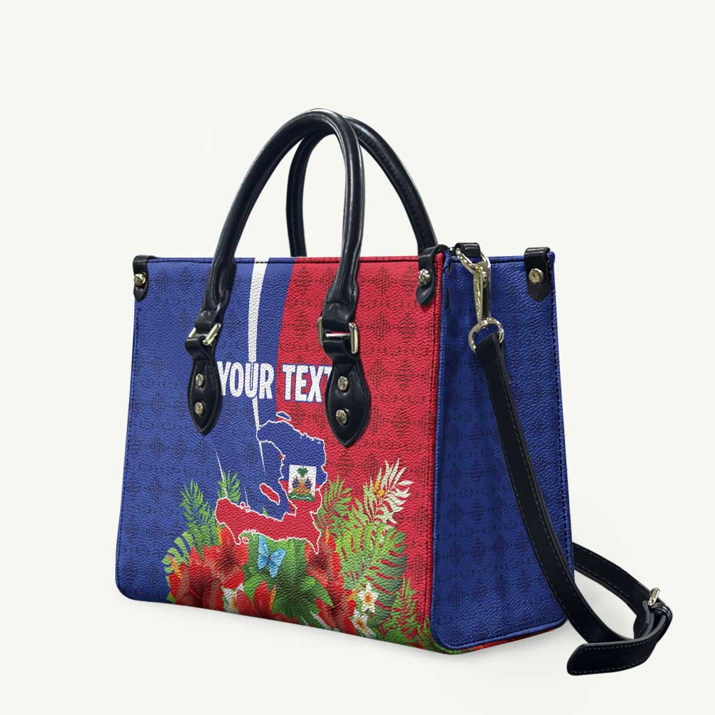 Personalized Afro-Haitians Tropical Leather Bag Fleur-De-Lis Veves Motif - African Pride