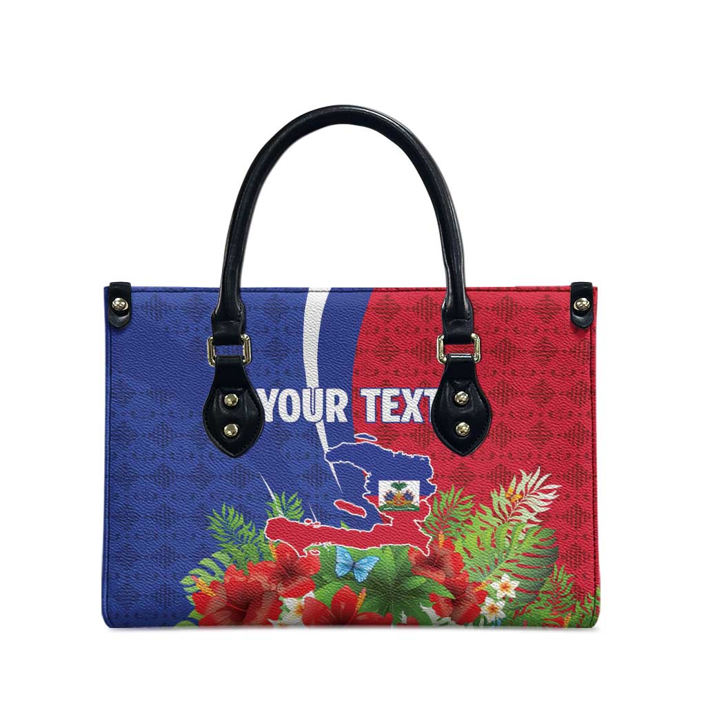 Personalized Afro-Haitians Tropical Leather Bag Fleur-De-Lis Veves Motif - African Pride