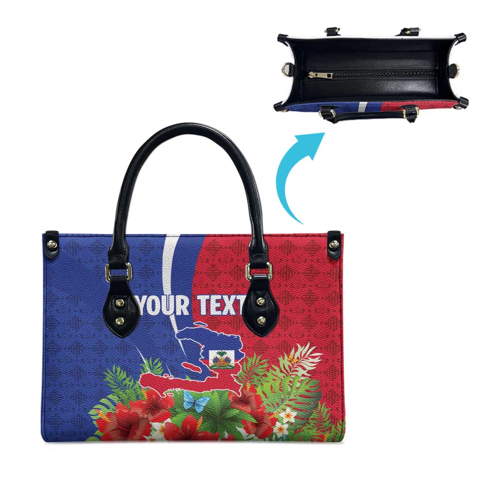 Personalized Afro-Haitians Tropical Leather Bag Fleur-De-Lis Veves Motif - African Pride