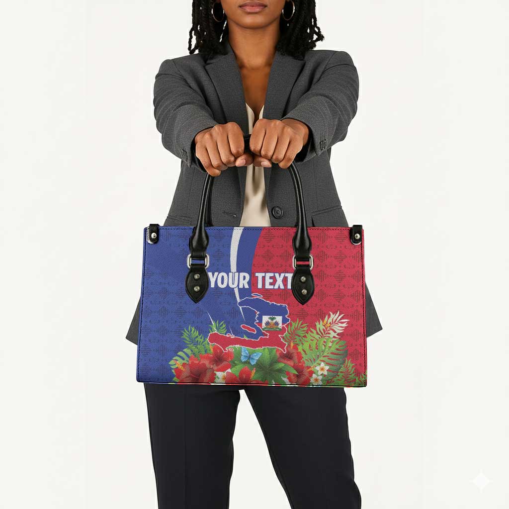 Personalized Afro-Haitians Tropical Leather Bag Fleur-De-Lis Veves Motif - African Pride