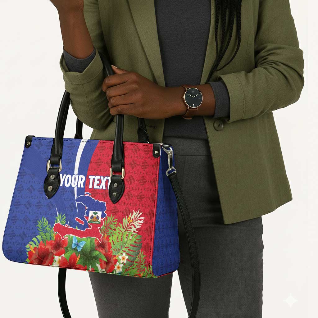 Personalized Afro-Haitians Tropical Leather Bag Fleur-De-Lis Veves Motif - African Pride