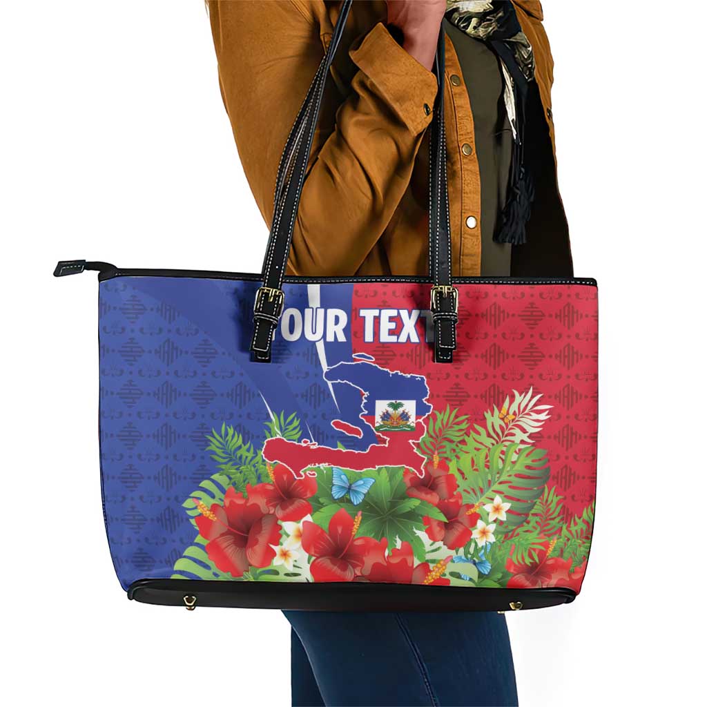 Personalized Afro-Haitians Tropical Leather Tote Bag Fleur-De-Lis Veves Motif - African Pride