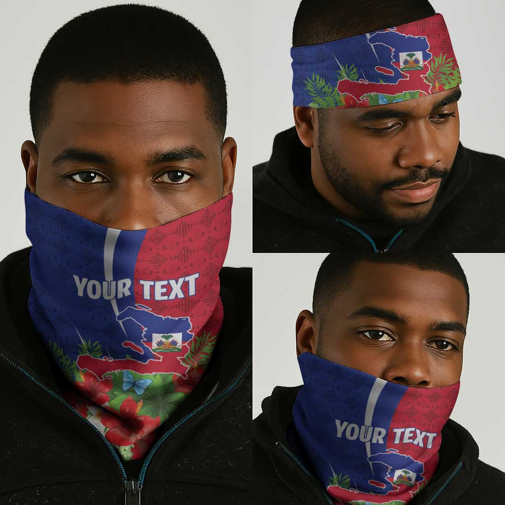 Personalized Afro-Haitians Tropical Neck Gaiter Fleur-De-Lis Veves Motif - African Pride