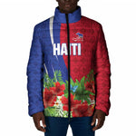 Personalized Afro-Haitians Tropical Padded Jacket Fleur-De-Lis Veves Motif - African Pride