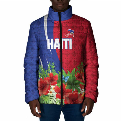 Personalized Afro-Haitians Tropical Padded Jacket Fleur-De-Lis Veves Motif - African Pride