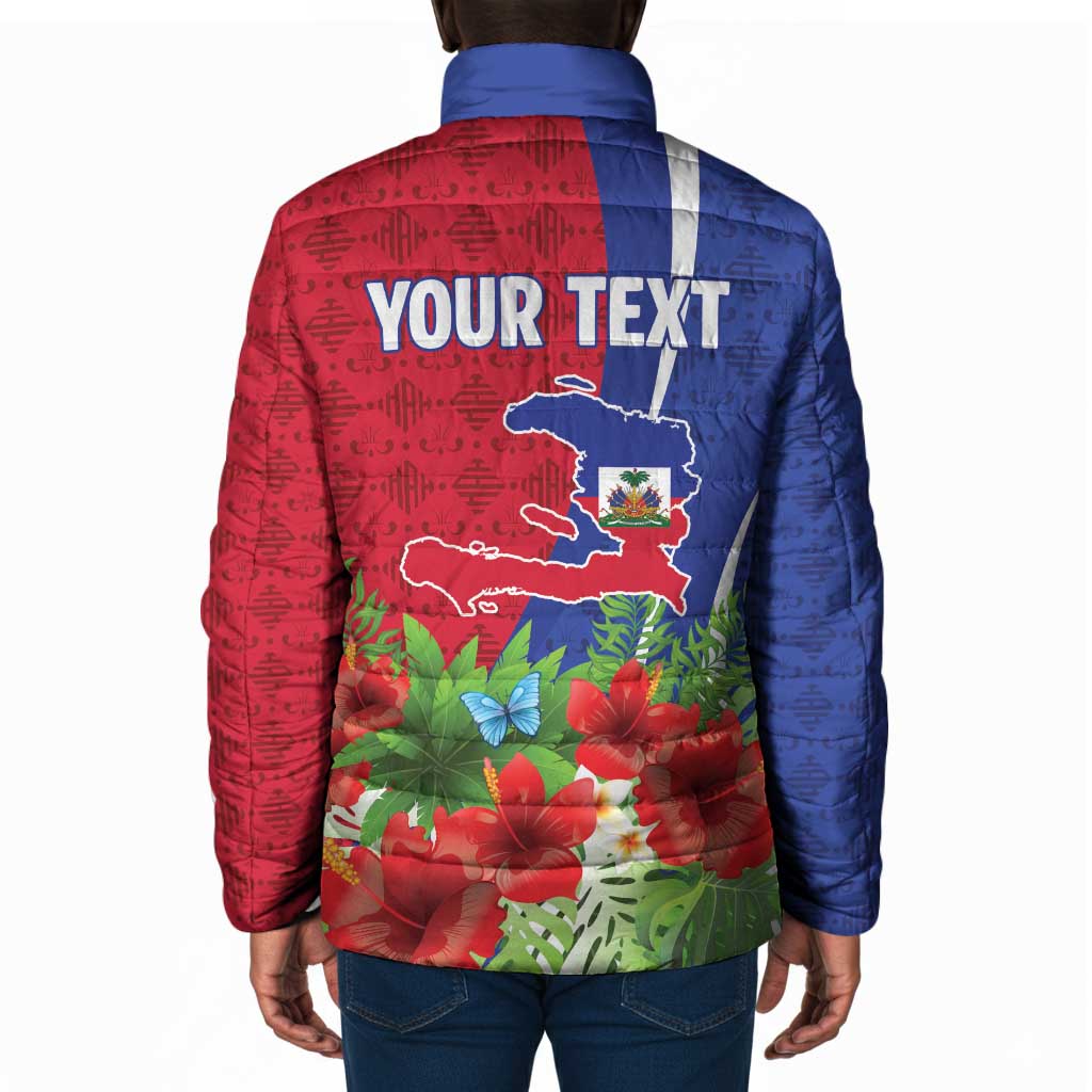Personalized Afro-Haitians Tropical Padded Jacket Fleur-De-Lis Veves Motif - African Pride