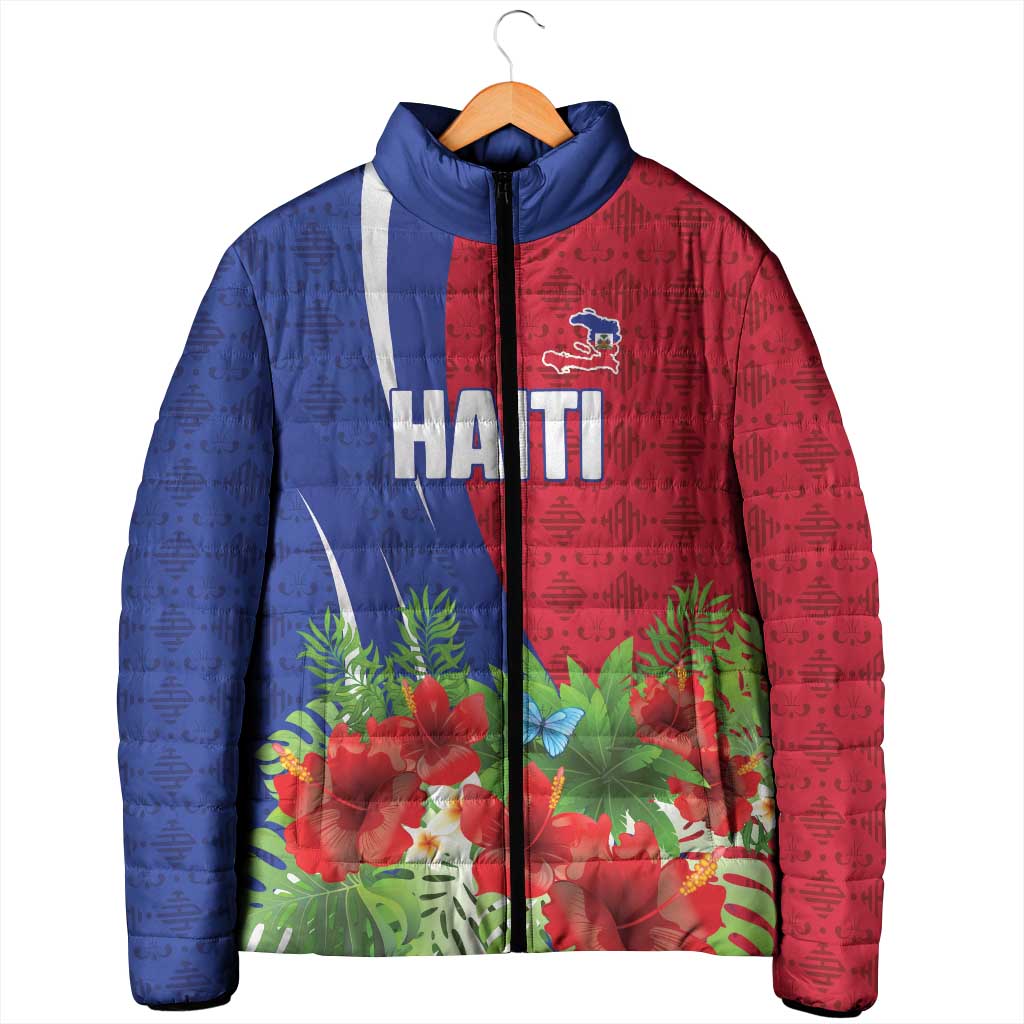 Personalized Afro-Haitians Tropical Padded Jacket Fleur-De-Lis Veves Motif - African Pride