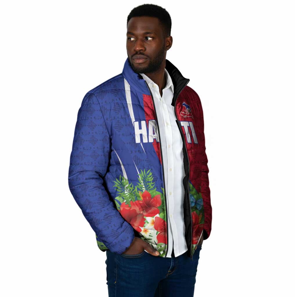 Personalized Afro-Haitians Tropical Padded Jacket Fleur-De-Lis Veves Motif - African Pride