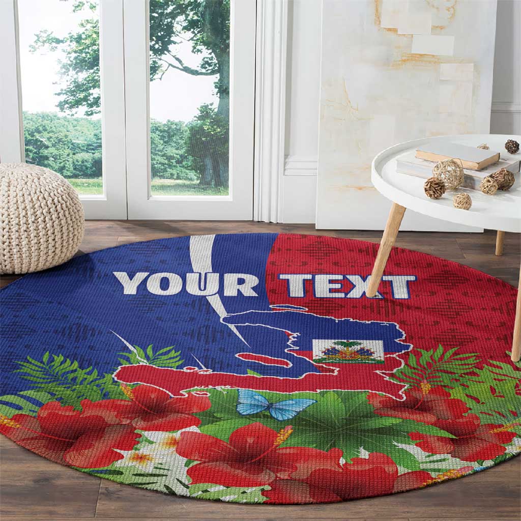 Personalized Afro-Haitians Tropical Round Carpet Fleur-De-Lis Veves Motif - African Pride