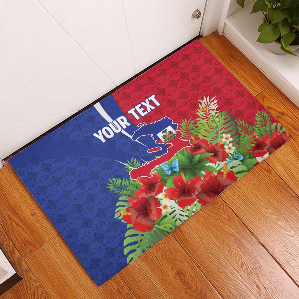 Personalized Afro-Haitians Tropical Rubber Doormat Fleur-De-Lis Veves Motif - African Pride