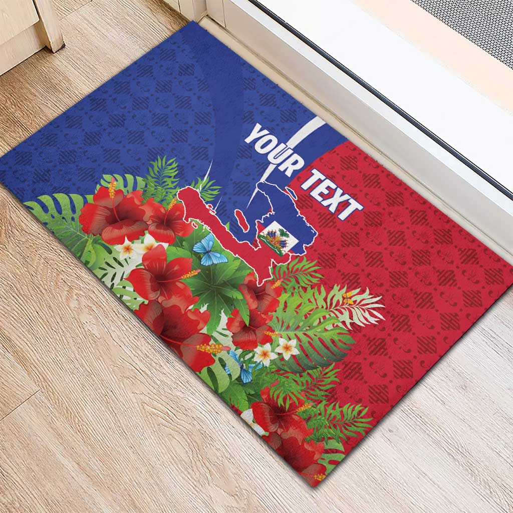 Personalized Afro-Haitians Tropical Rubber Doormat Fleur-De-Lis Veves Motif - African Pride