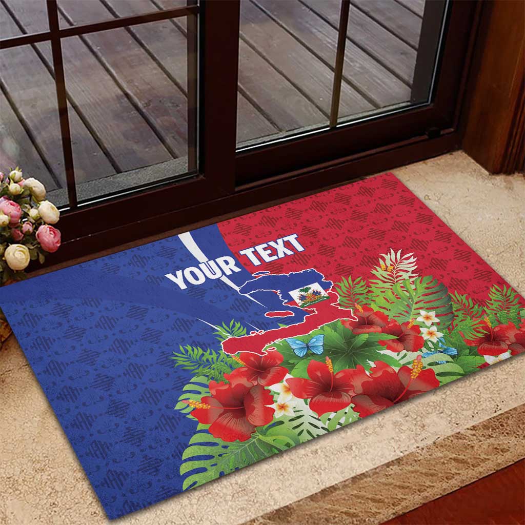 Personalized Afro-Haitians Tropical Rubber Doormat Fleur-De-Lis Veves Motif - African Pride