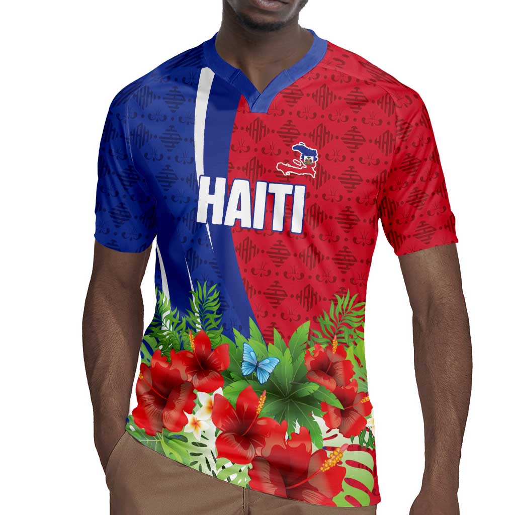 Personalized Afro-Haitians Tropical Rugby Jersey Fleur-De-Lis Veves Motif LT18