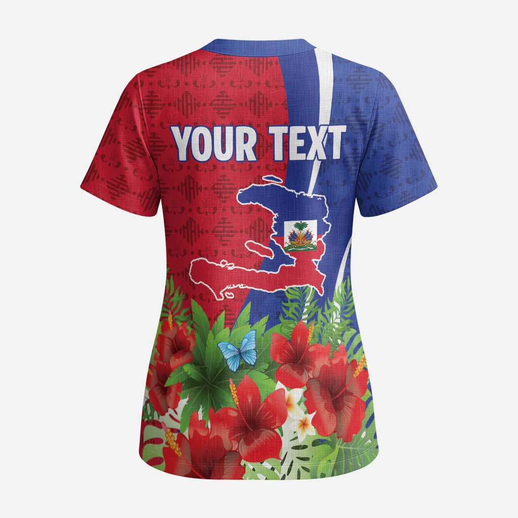 Personalized Afro-Haitians Tropical Scrub Top Fleur-De-Lis Veves Motif - African Pride