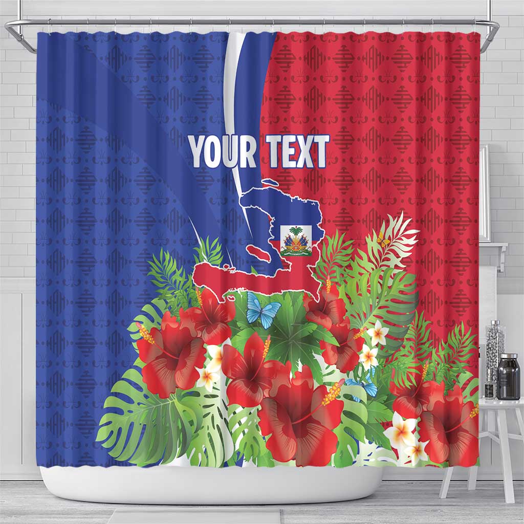Personalized Afro-Haitians Tropical Shower Curtain Fleur-De-Lis Veves Motif - African Pride