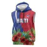 Personalized Afro-Haitians Tropical Sleeveless Hoodie Fleur-De-Lis Veves Motif - African Pride