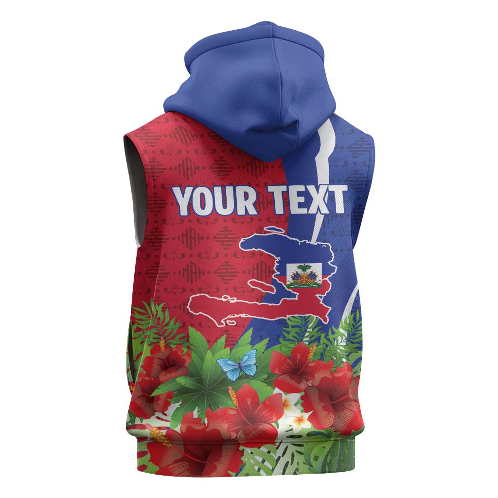 Personalized Afro-Haitians Tropical Sleeveless Hoodie Fleur-De-Lis Veves Motif - African Pride