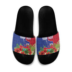 Personalized Afro-Haitians Tropical Slide Sandals Fleur-De-Lis Veves Motif - African Pride