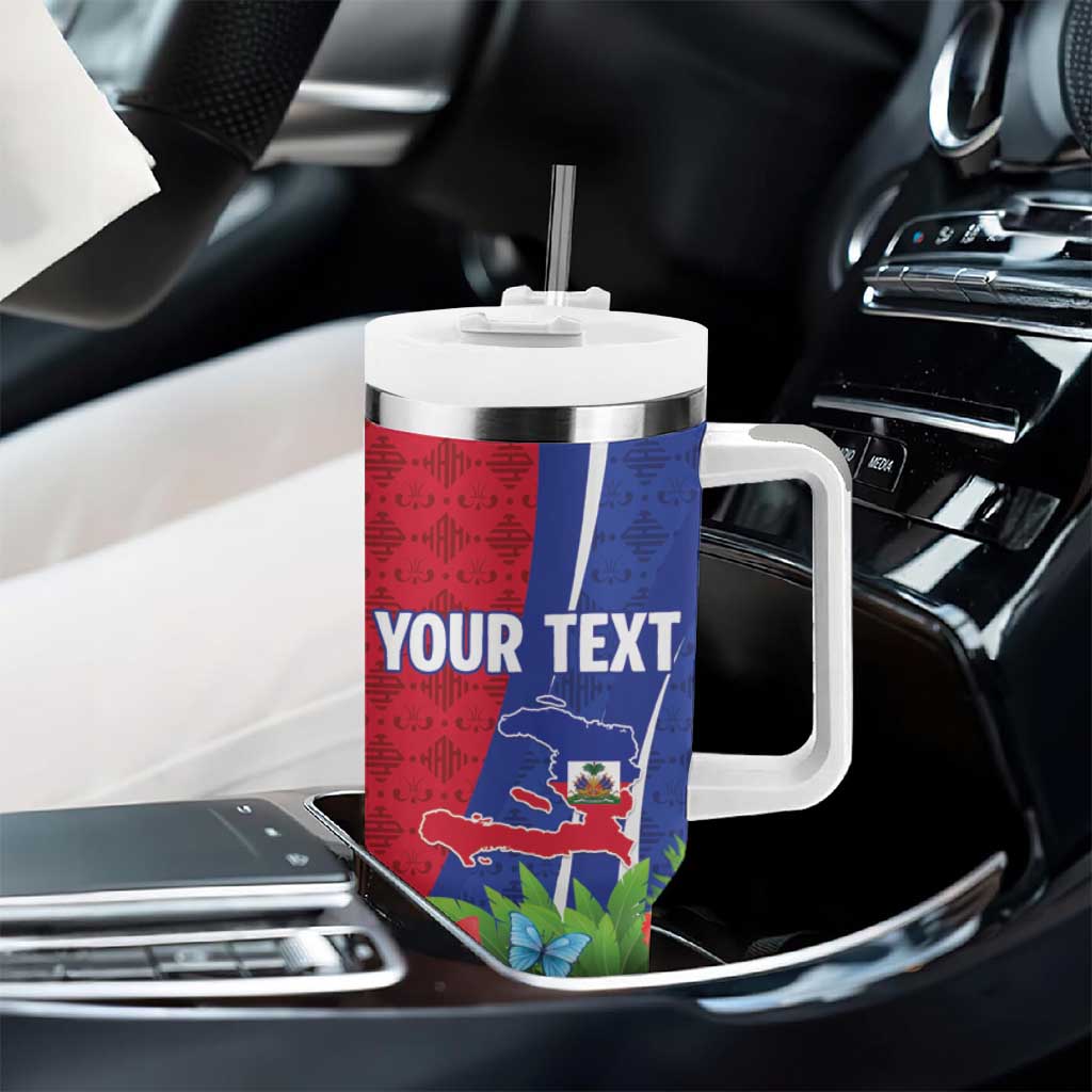 Personalized Afro-Haitians Tropical Tumbler With Handle Fleur-De-Lis Veves Motif - African Pride