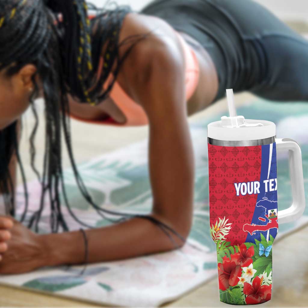 Personalized Afro-Haitians Tropical Tumbler With Handle Fleur-De-Lis Veves Motif - African Pride