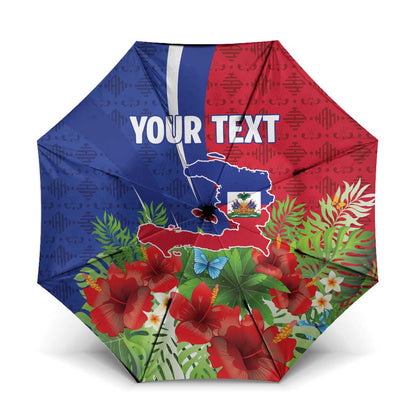 Personalized Afro-Haitians Tropical Umbrella Fleur-De-Lis Veves Motif - African Pride