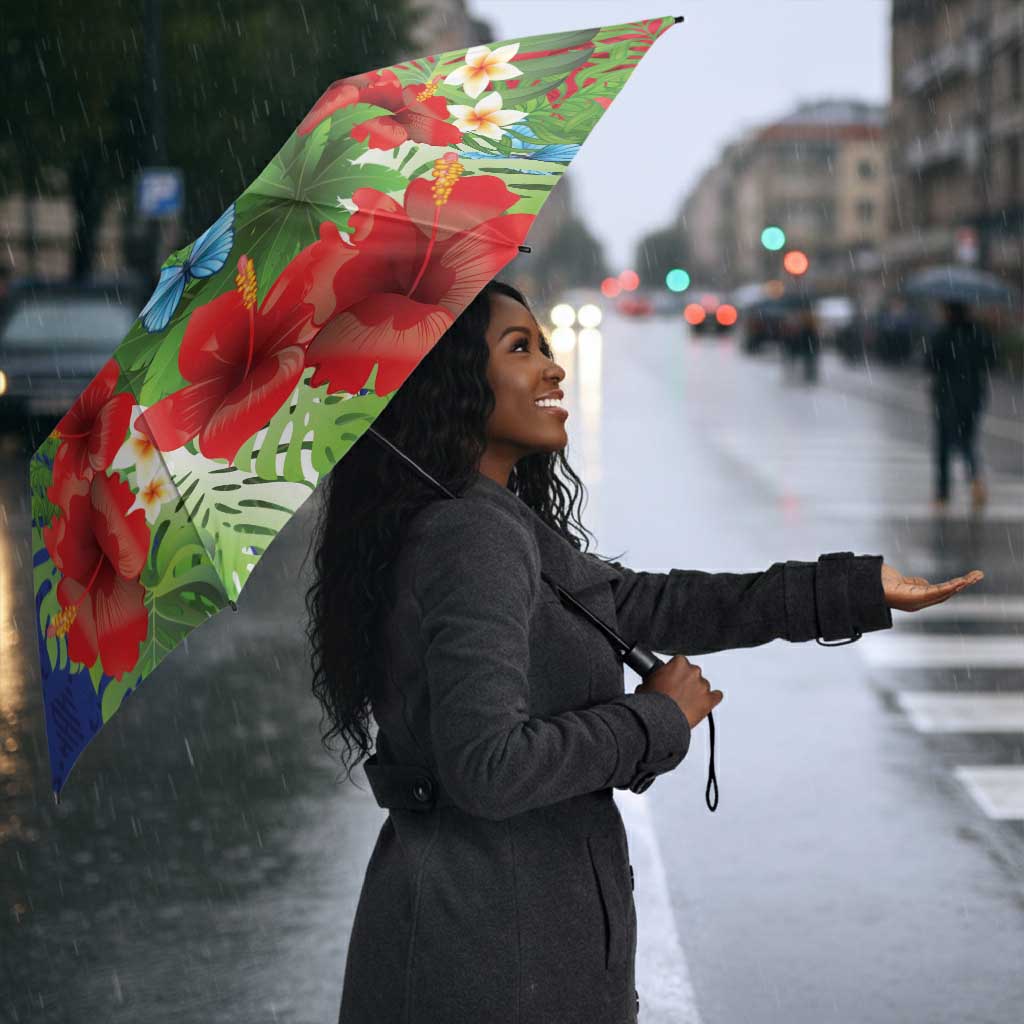 Personalized Afro-Haitians Tropical Umbrella Fleur-De-Lis Veves Motif - African Pride