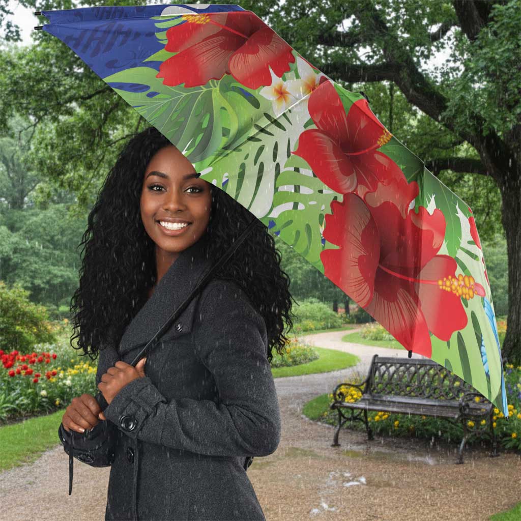 Personalized Afro-Haitians Tropical Umbrella Fleur-De-Lis Veves Motif - African Pride