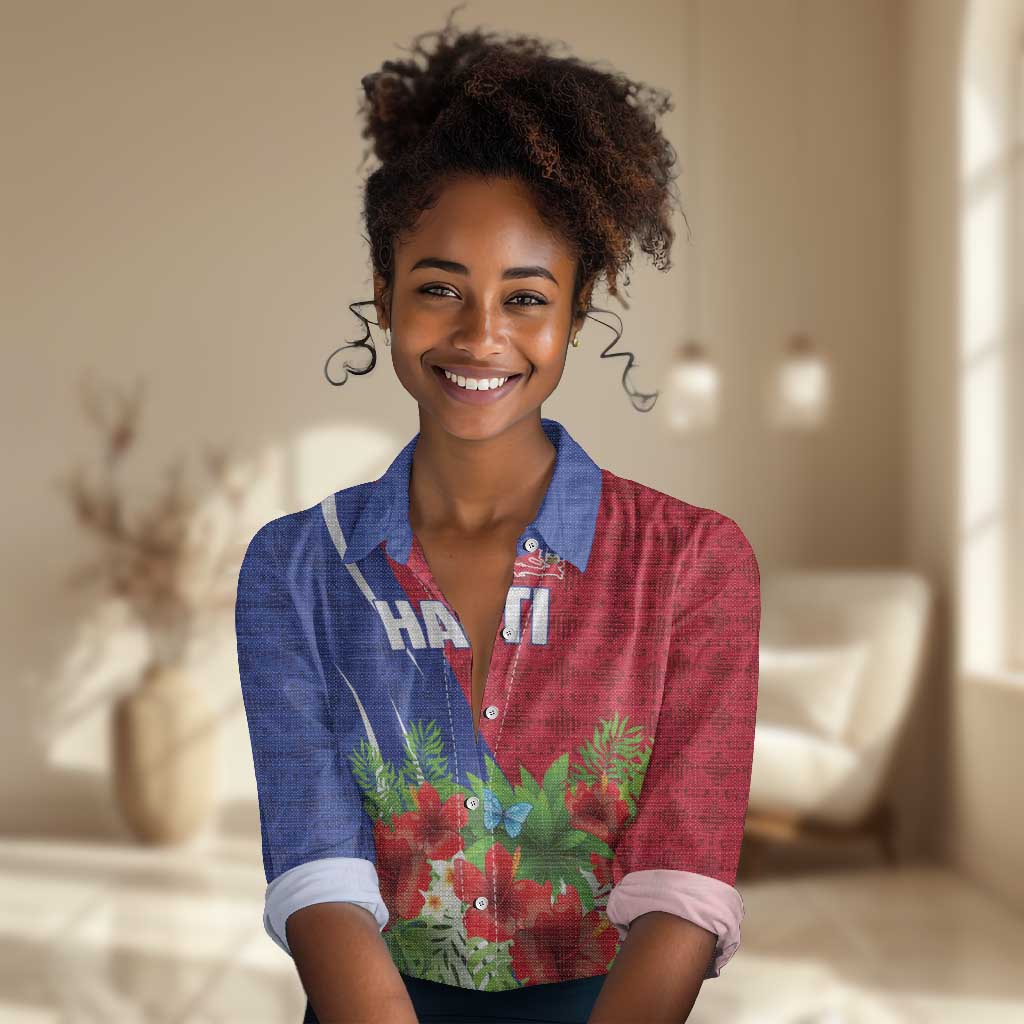 Personalized Afro-Haitians Tropical Women Casual Shirt Fleur-De-Lis Veves Motif - African Pride