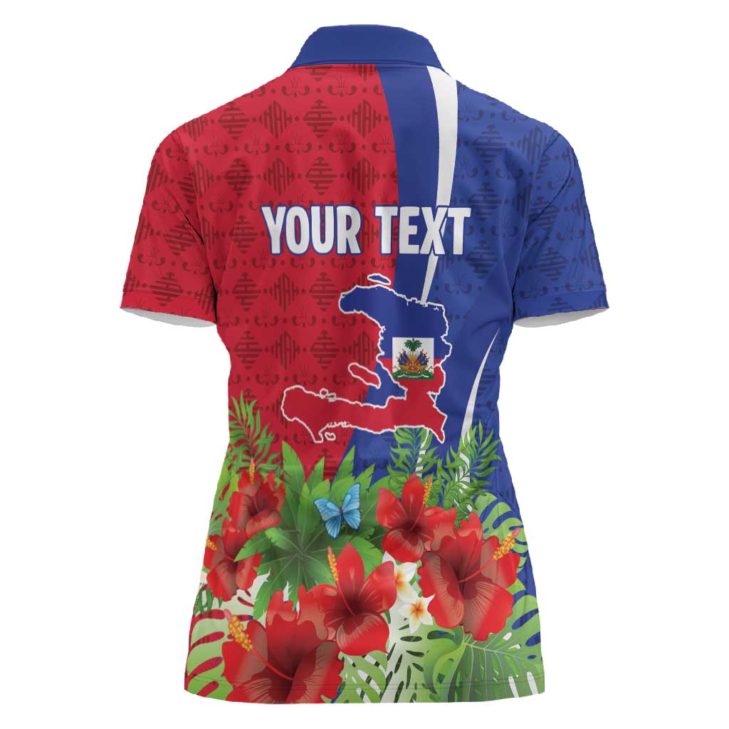 Personalized Afro-Haitians Tropical Women Polo Shirt Fleur-De-Lis Veves Motif LT18