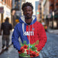 Personalized Afro-Haitians Tropical Zip Hoodie Fleur-De-Lis Veves Motif - African Pride