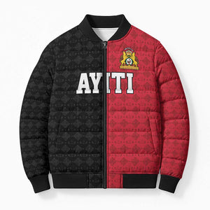 Afro-Haitians Empire of Haiti 1804-1806 Bomber Puffer Jacket Fleur-De-Lis Veves Motif - African Pride