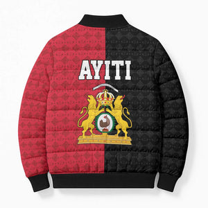 Afro-Haitians Empire of Haiti 1804-1806 Bomber Puffer Jacket Fleur-De-Lis Veves Motif - African Pride