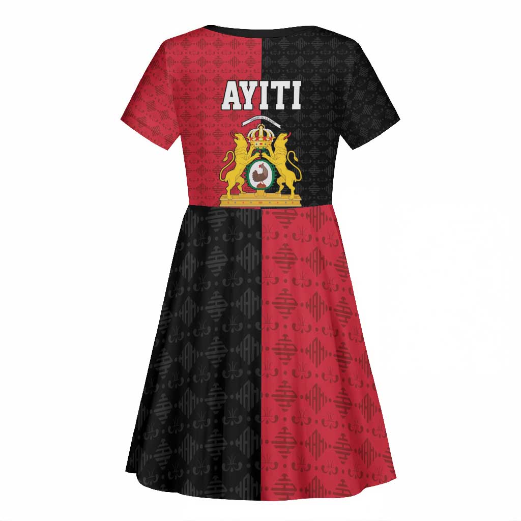 Afro-Haitians Empire of Haiti 1804-1806 Kid Short Sleeve Dress Fleur-De-Lis Veves Motif LT18