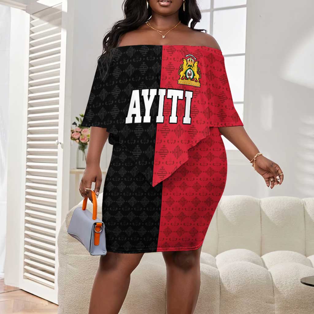 Afro-Haitians Empire of Haiti 1804-1806 Off Shoulder Short Dress Fleur-De-Lis Veves Motif - African Pride