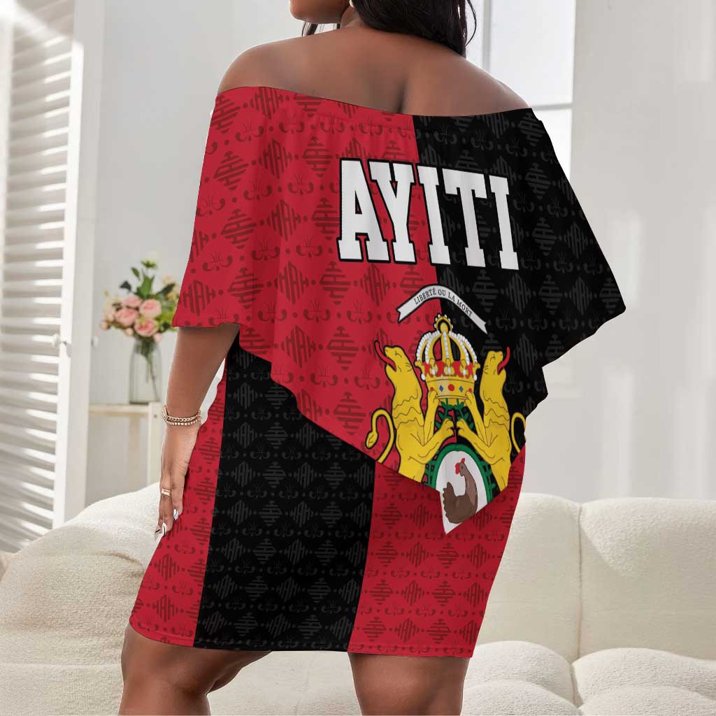 Afro-Haitians Empire of Haiti 1804-1806 Off Shoulder Short Dress Fleur-De-Lis Veves Motif - African Pride