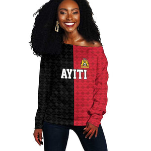 Afro-Haitians Empire of Haiti 1804-1806 Off Shoulder Sweater Fleur-De-Lis Veves Motif - African Pride