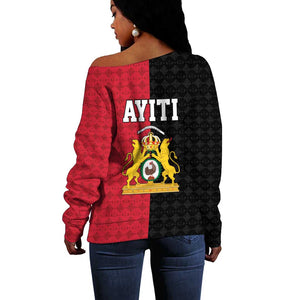 Afro-Haitians Empire of Haiti 1804-1806 Off Shoulder Sweater Fleur-De-Lis Veves Motif - African Pride