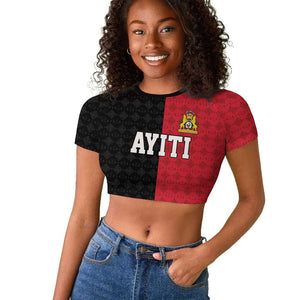 Afro-Haitians Empire of Haiti 1804-1806 Raglan Cropped T shirt Fleur-De-Lis Veves Motif LT18