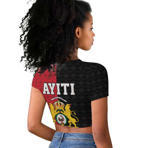 Afro-Haitians Empire of Haiti 1804-1806 Raglan Cropped T shirt Fleur-De-Lis Veves Motif LT18