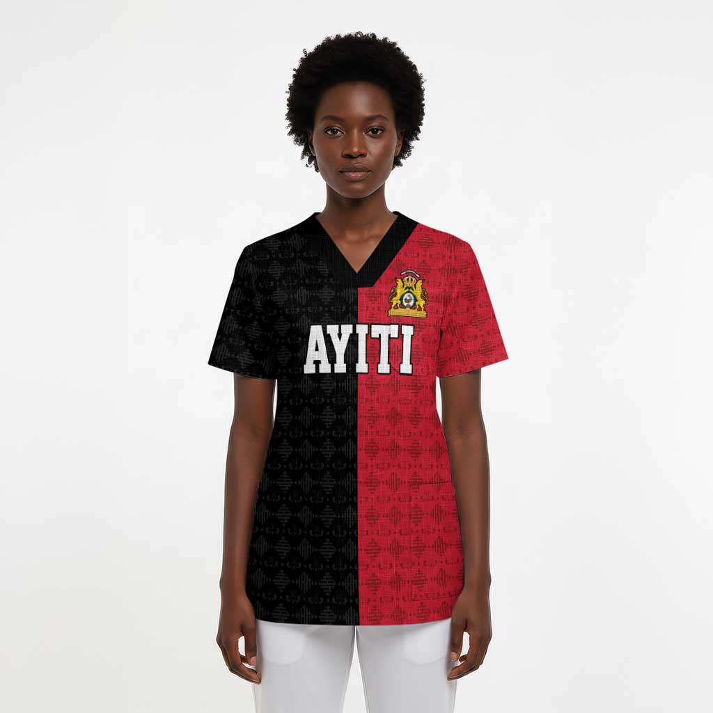 Afro-Haitians Empire of Haiti 1804-1806 Scrub Top Fleur-De-Lis Veves Motif - African Pride