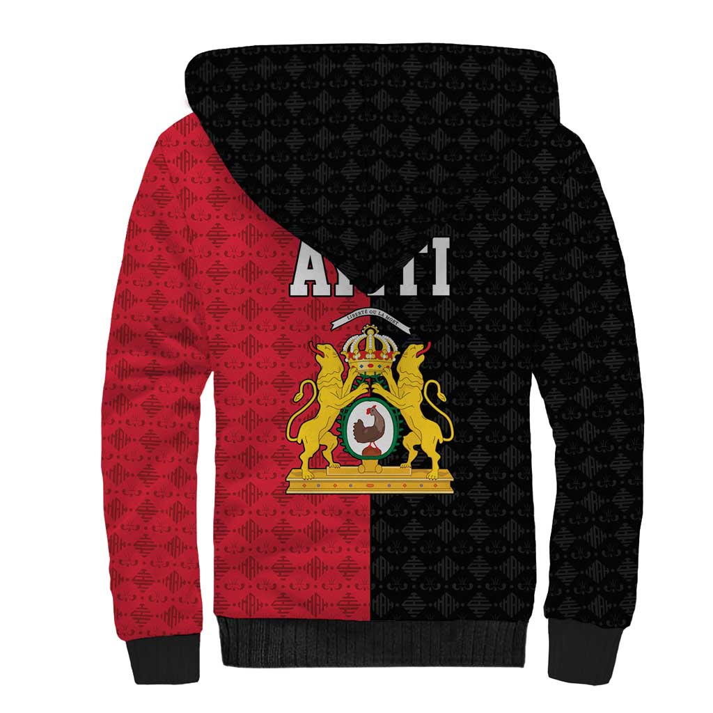 Afro-Haitians Empire of Haiti 1804-1806 Sherpa Hoodie Fleur-De-Lis Veves Motif - African Pride