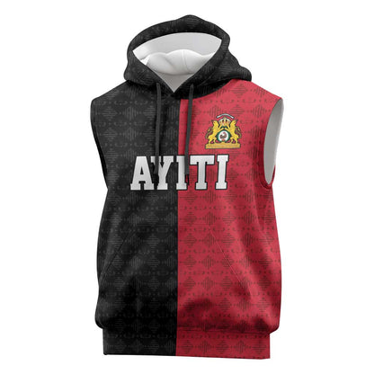 Afro-Haitians Empire of Haiti 1804-1806 Sleeveless Hoodie Fleur-De-Lis Veves Motif - African Pride