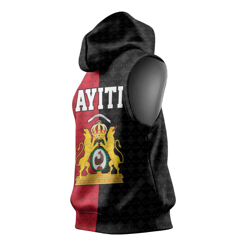 Afro-Haitians Empire of Haiti 1804-1806 Sleeveless Hoodie Fleur-De-Lis Veves Motif - African Pride