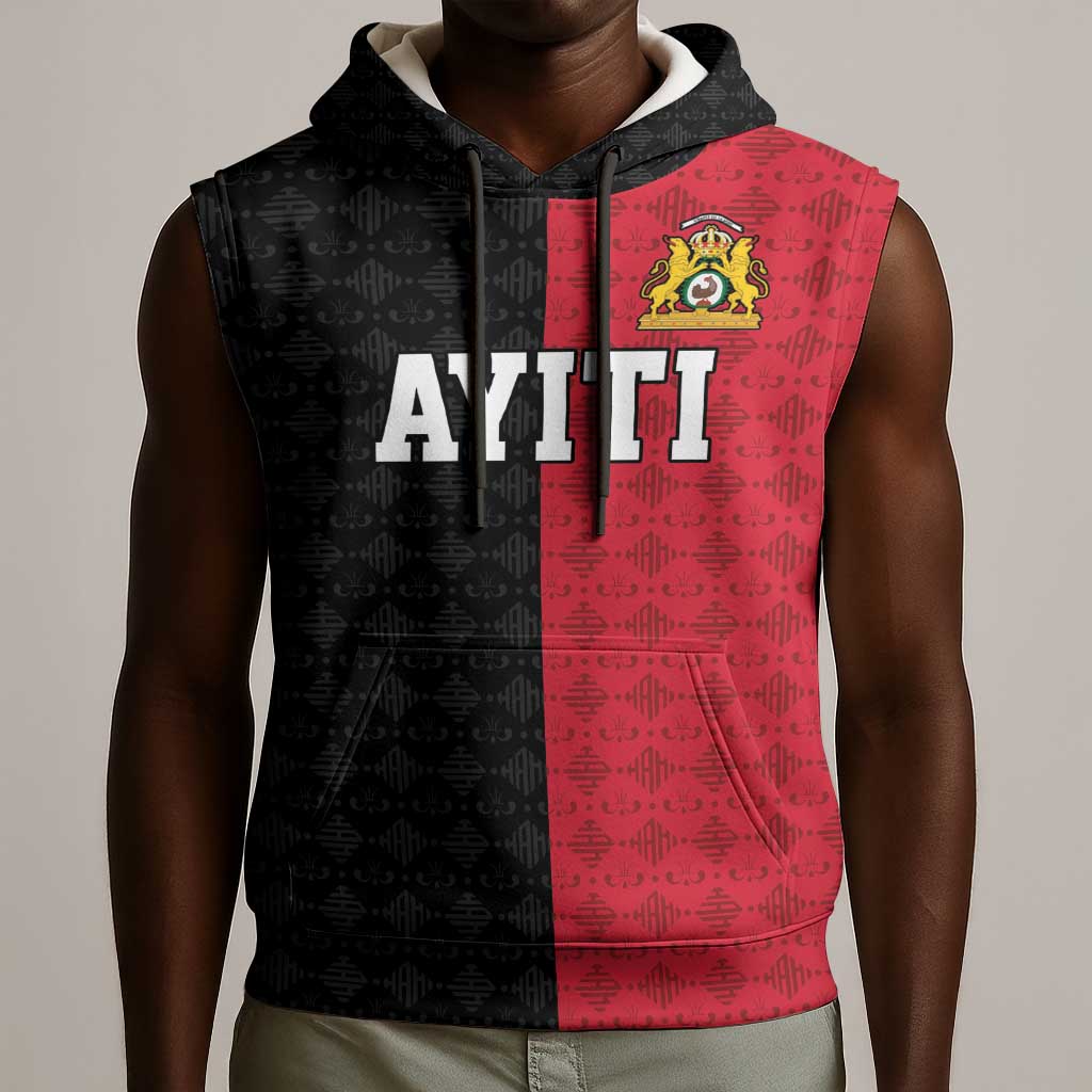 Afro-Haitians Empire of Haiti 1804-1806 Sleeveless Hoodie Fleur-De-Lis Veves Motif - African Pride
