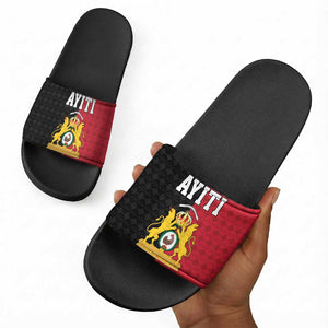 Afro-Haitians Empire of Haiti 1804-1806 Slide Sandals Fleur-De-Lis Veves Motif - African Pride