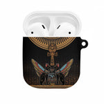 Winged Egypt Cats AirPods Case Hieroglyphs Alphabet Pattern