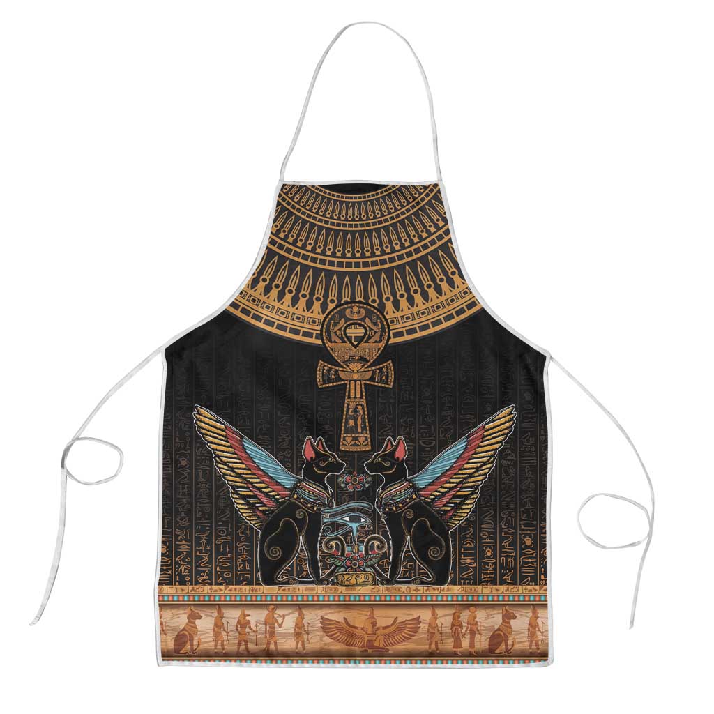 Winged Egypt Cats Apron Hieroglyphs Alphabet Pattern