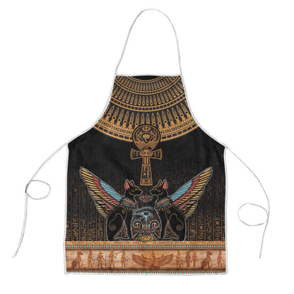 Winged Egypt Cats Apron Hieroglyphs Alphabet Pattern
