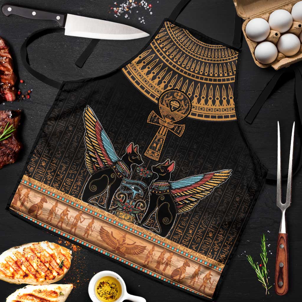 Winged Egypt Cats Apron Hieroglyphs Alphabet Pattern